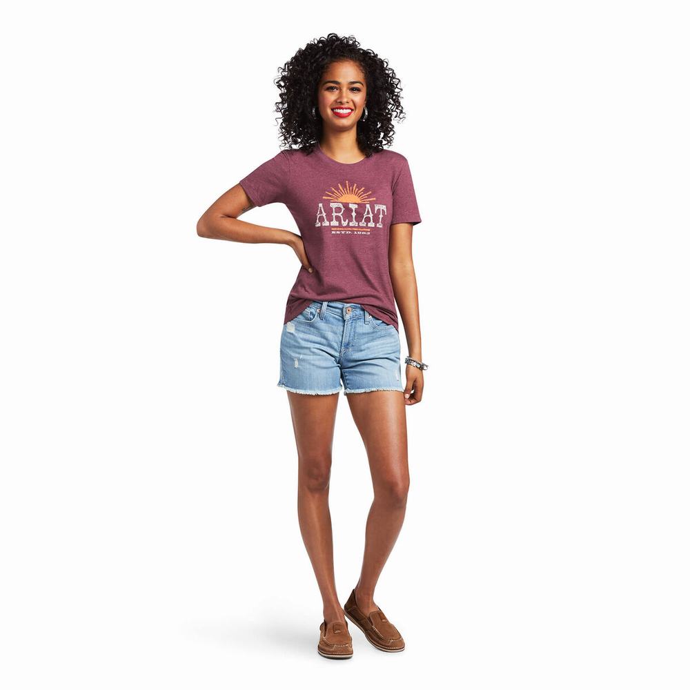 Burgundy Women's Ariat Amarillo Tops | 5370-YKECD