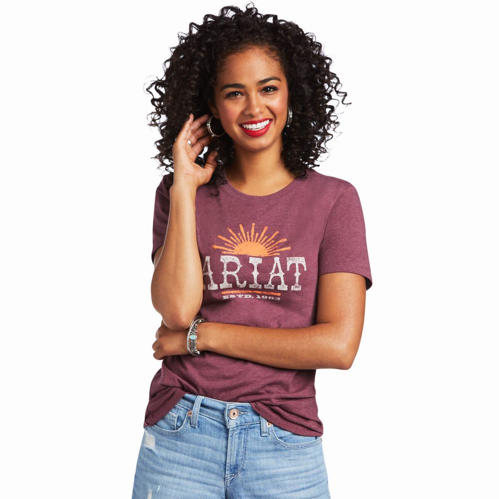 Burgundy Women's Ariat Amarillo Tops | 5370-YKECD