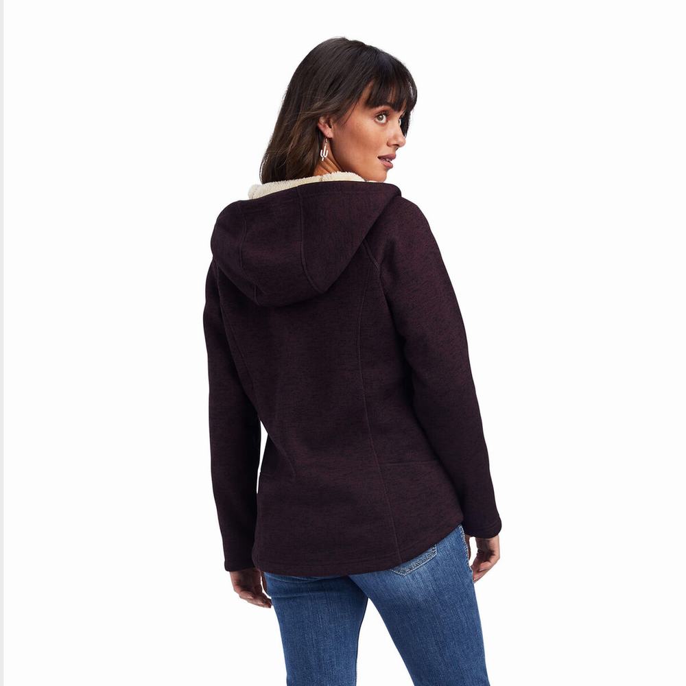 Burgundy Women's Ariat REAL McCall Full Zip Sweaters | 8165-RAGLS