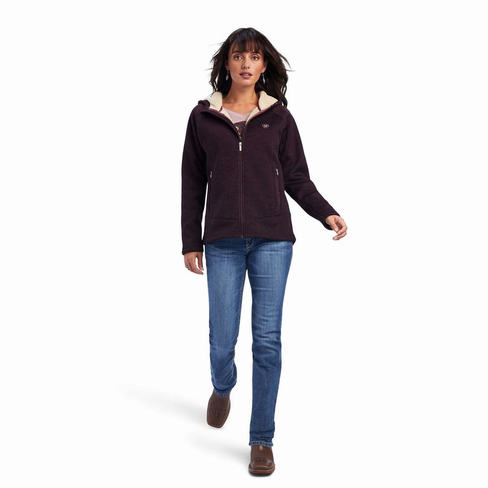 Burgundy Women's Ariat REAL McCall Full Zip Sweaters | 8165-RAGLS