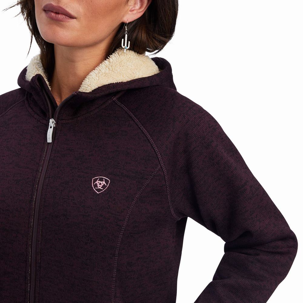 Burgundy Women's Ariat REAL McCall Full Zip Sweaters | 8165-RAGLS