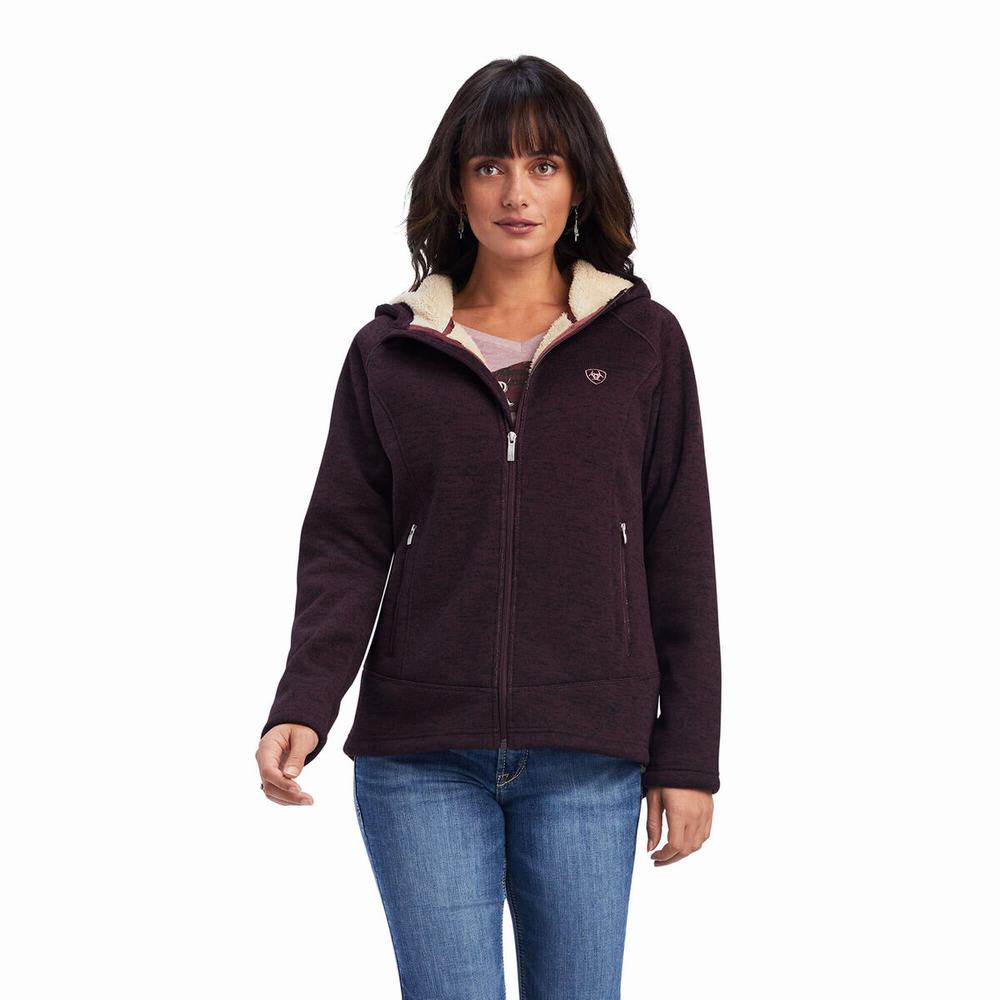 Burgundy Women\'s Ariat REAL McCall Full Zip Sweaters | 8165-RAGLS