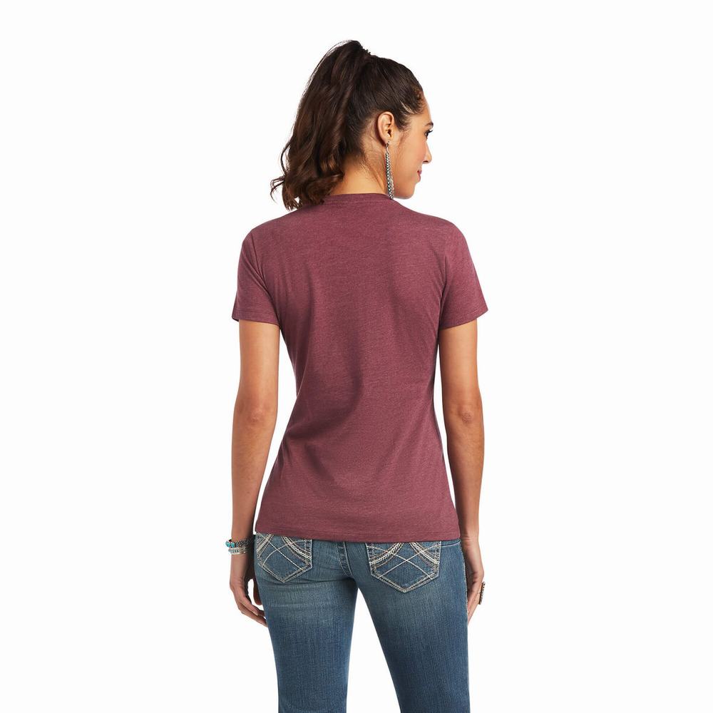 Burgundy Women's Ariat Sol Tops | 2547-YOKJS