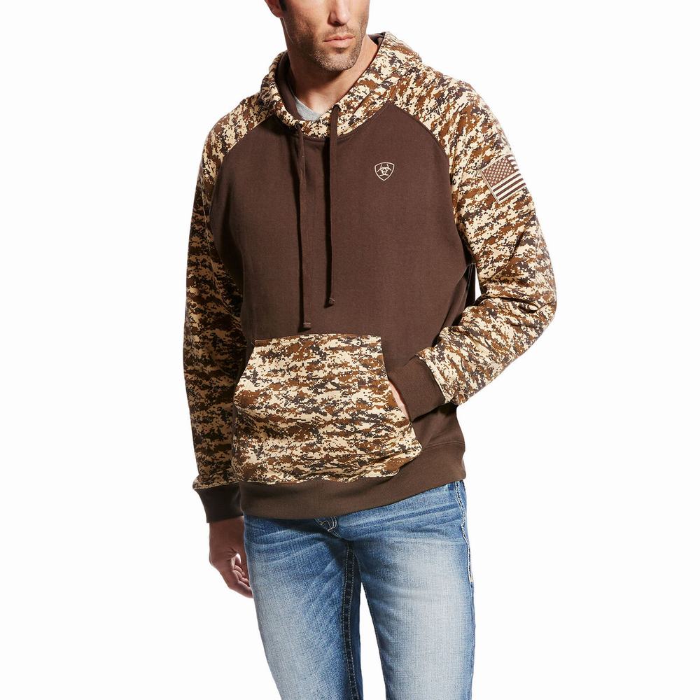 Camo Men\'s Ariat Patriot Hoodies | 8537-CVXBM