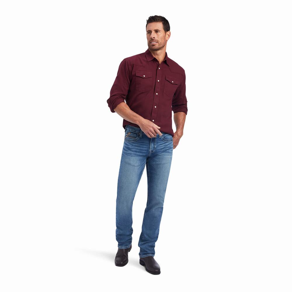 Chocolate Men's Ariat Jurlington Retro Fit Shirts | 6802-MUSRI