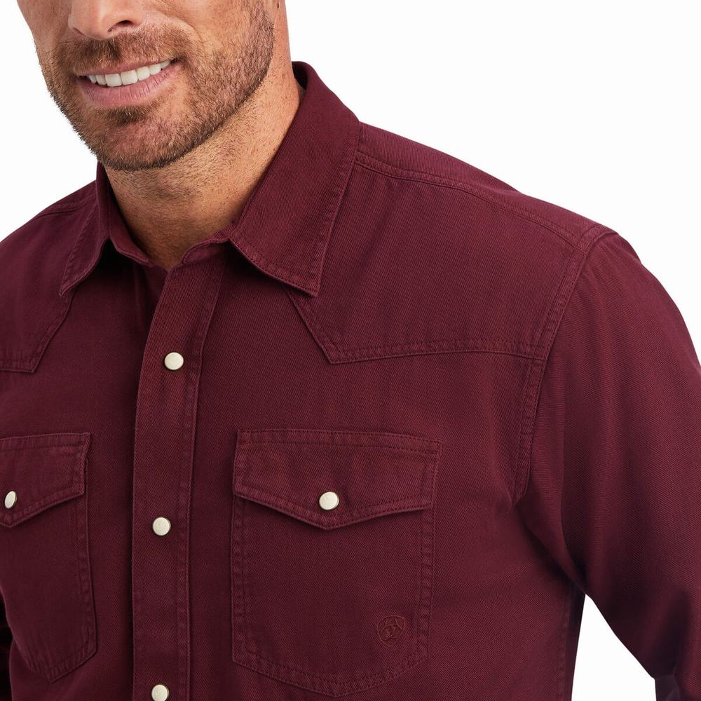 Chocolate Men's Ariat Jurlington Retro Fit Shirts | 6802-MUSRI