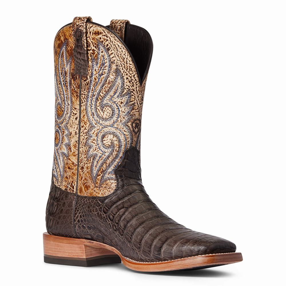 Chocolate Men's Ariat Relentless Denton Western Boots | 6540-WNZDM