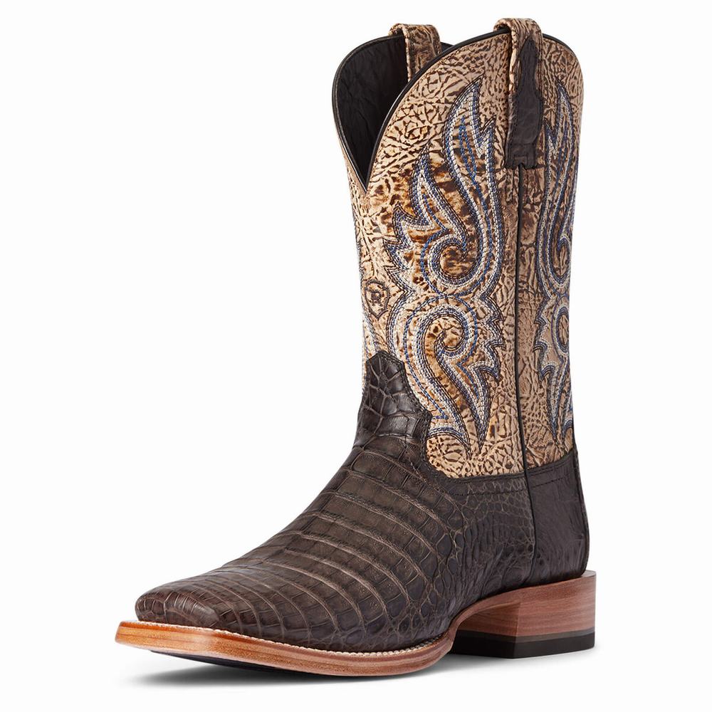 Chocolate Men\'s Ariat Relentless Denton Western Boots | 6540-WNZDM