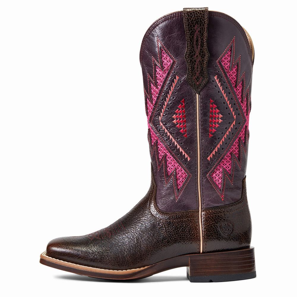 Chocolate Women's Ariat Sienna VentTek 360 Western Boots | 2635-PLQMB