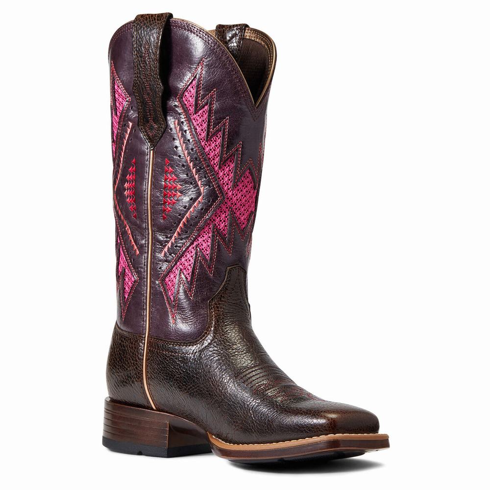 Chocolate Women's Ariat Sienna VentTek 360 Western Boots | 2635-PLQMB