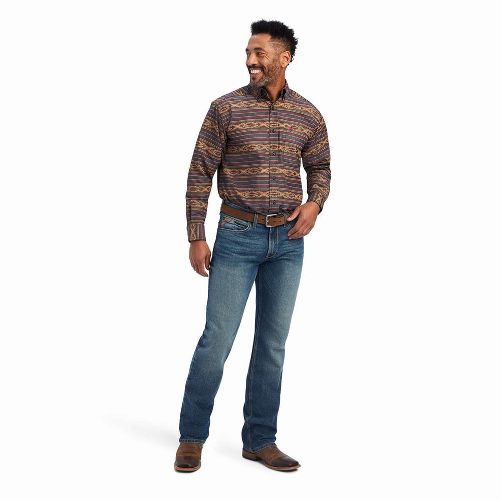 Claret Men's Ariat Fletcher Classic Fit Shirts | 0483-NVDTU