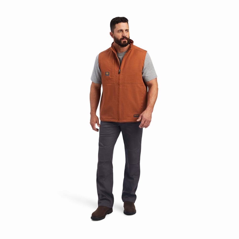 Copper Men's Ariat Rebar DuraCanvas Jackets | 5982-HKGML