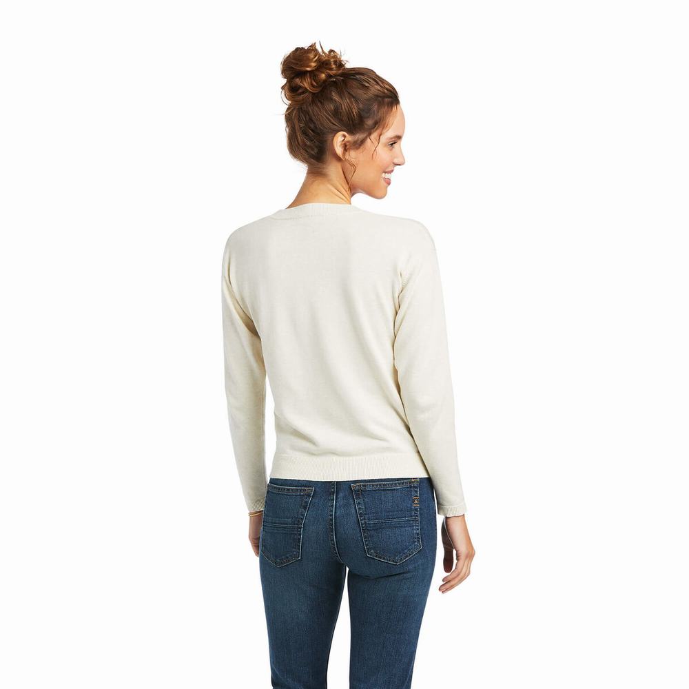 Cream Women's Ariat Floret Sweaters | 7531-XNRUV