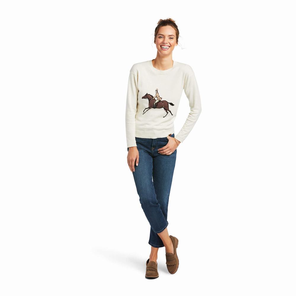 Cream Women's Ariat Floret Sweaters | 7531-XNRUV