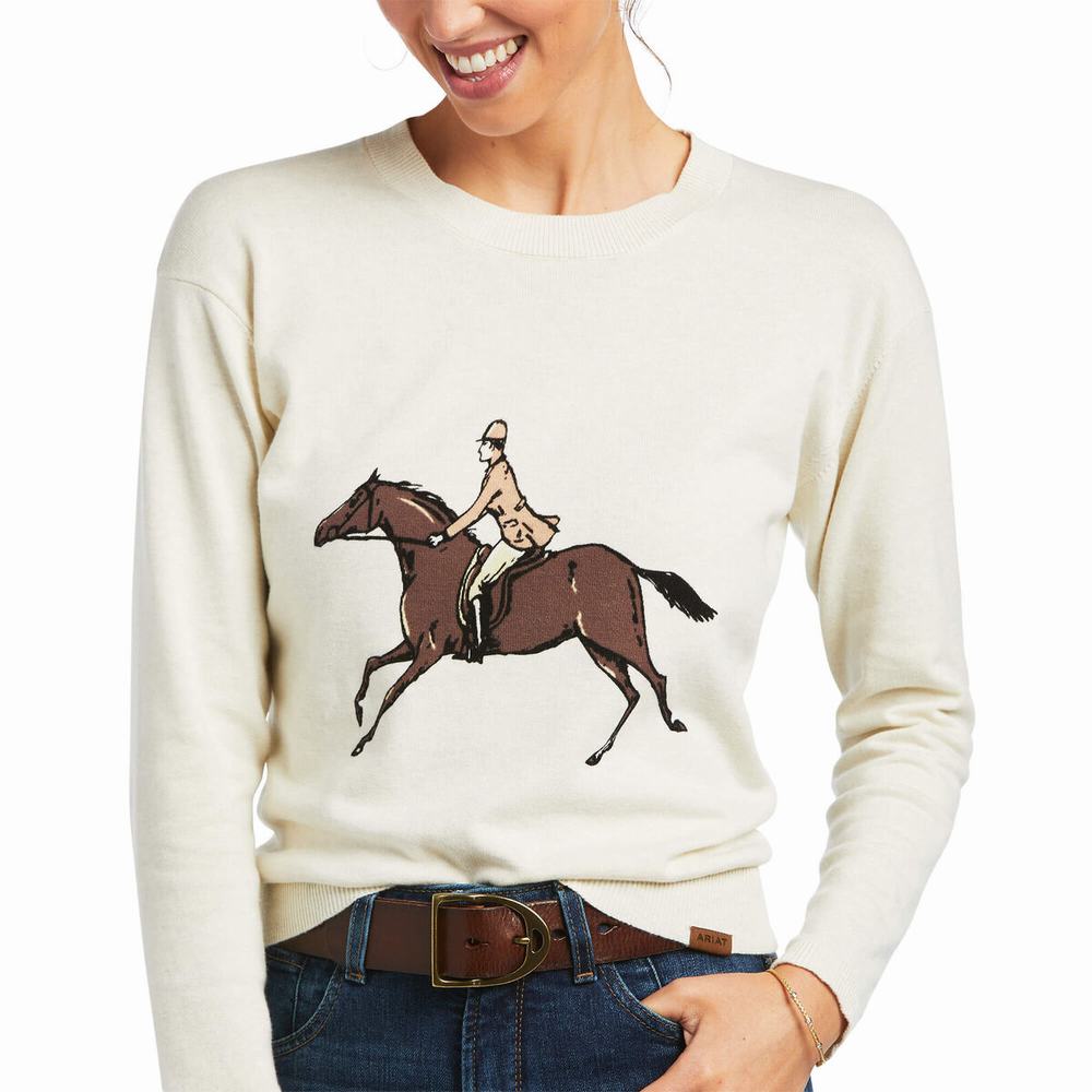 Cream Women's Ariat Floret Sweaters | 7531-XNRUV