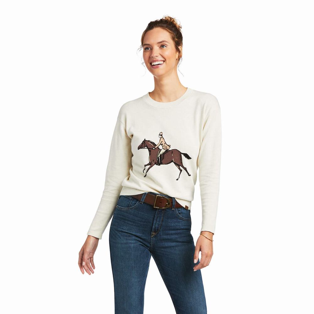 Cream Women\'s Ariat Floret Sweaters | 7531-XNRUV