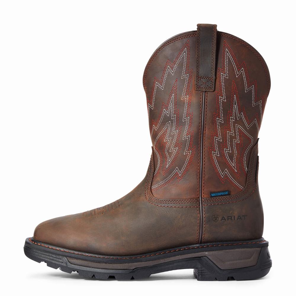 Dark Brown Men's Ariat Big Rig Waterproof Waterproof Boots | 3608-VTYWZ