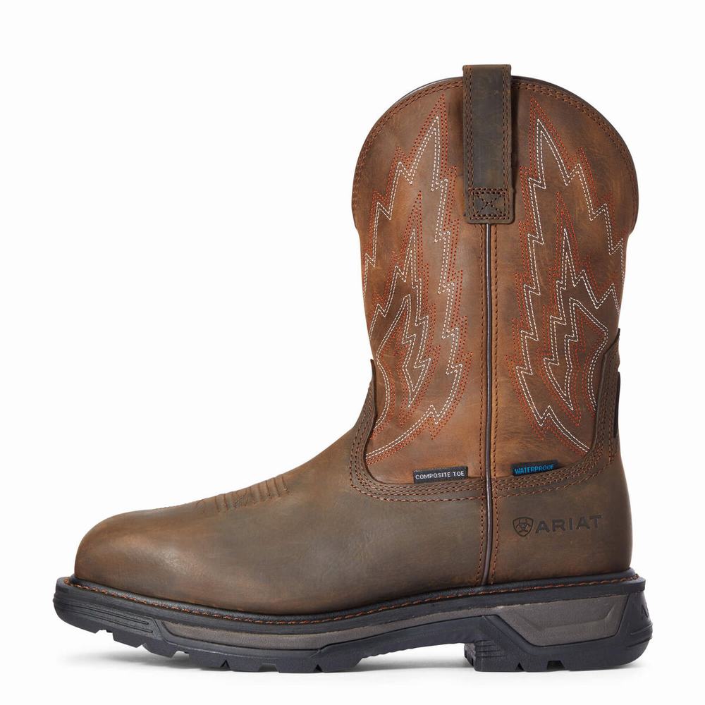 Dark Brown Men's Ariat Big Rig Waterproof Composite Toe Waterproof Boots | 4928-DVYWL