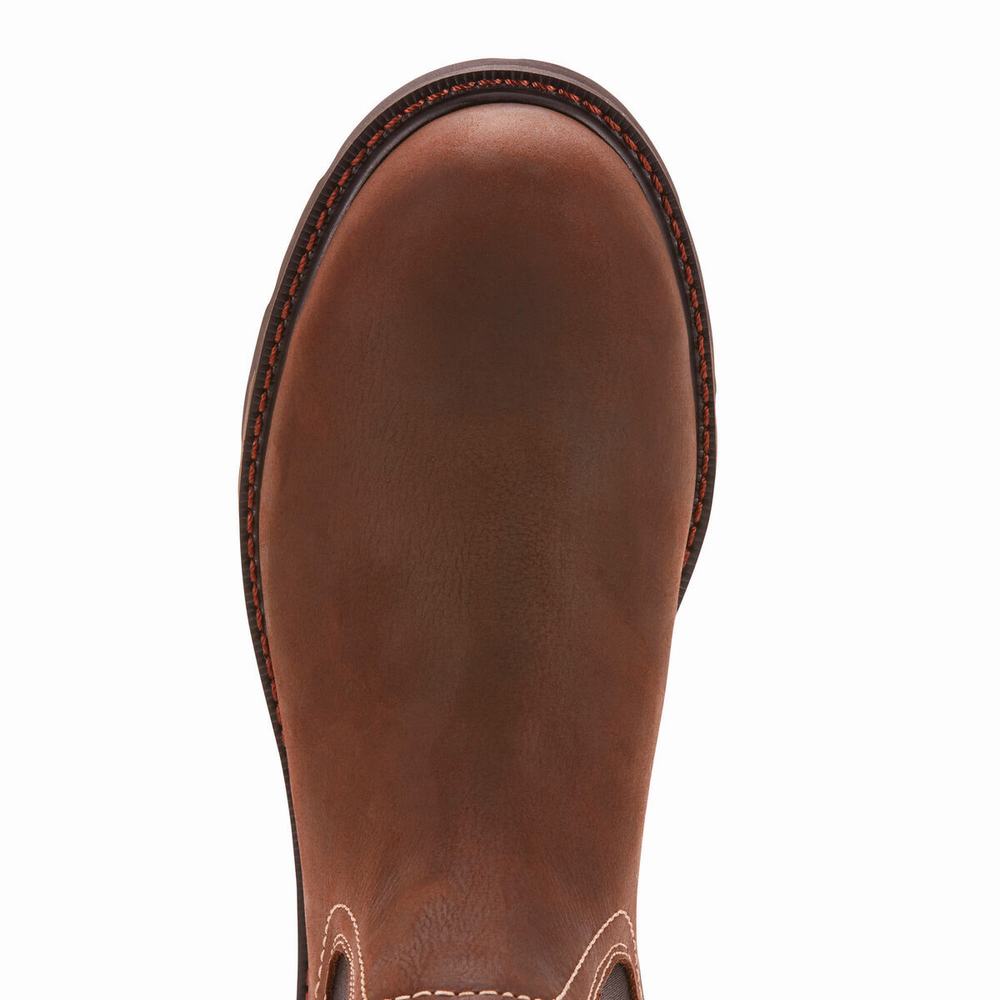 Dark Brown Men's Ariat Groundbreaker Chelsea Waterproof Steel Toe Chelsea Boots | 4862-FHKWL