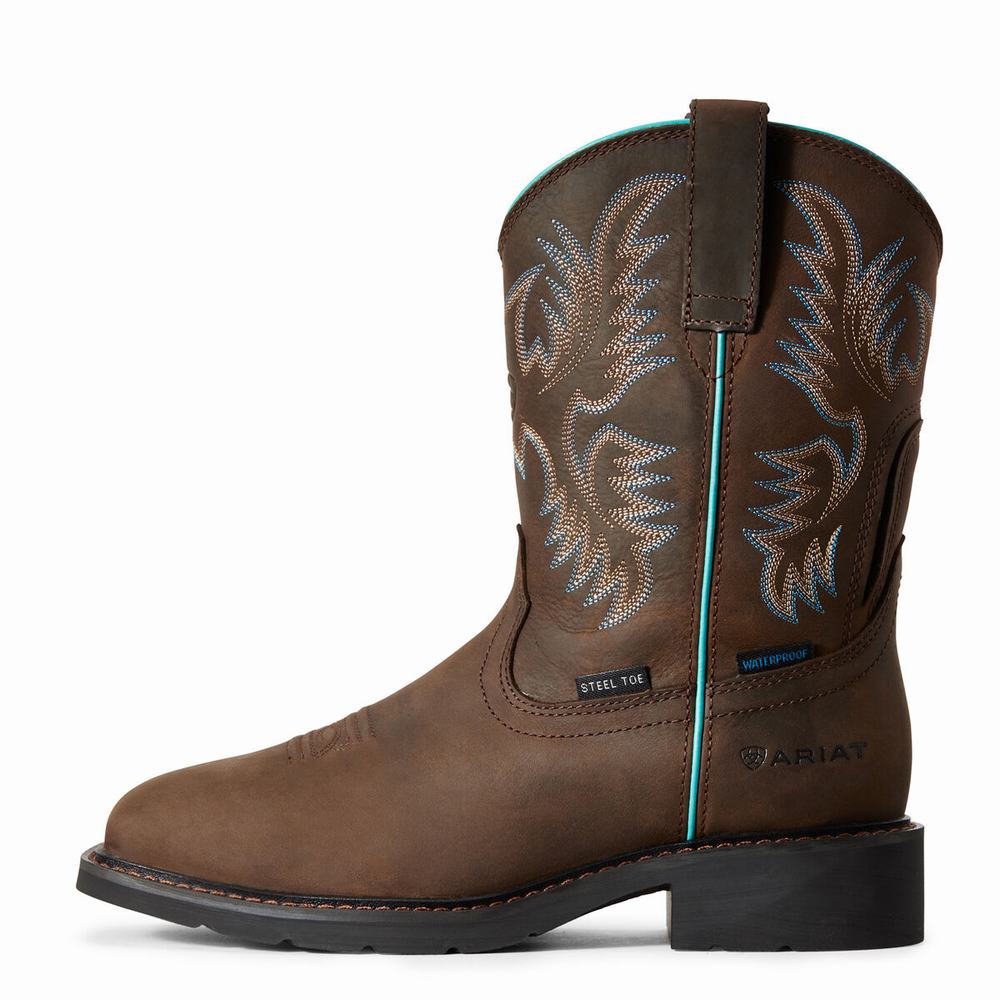 Dark Brown Women's Ariat Krista Waterproof Steel Toe Work Boots | 3124-WHOFI