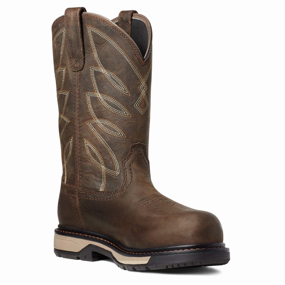 Dark Brown Women's Ariat Riveter CSA Waterproof Composite Toe Work Boots | 4687-TLOXB