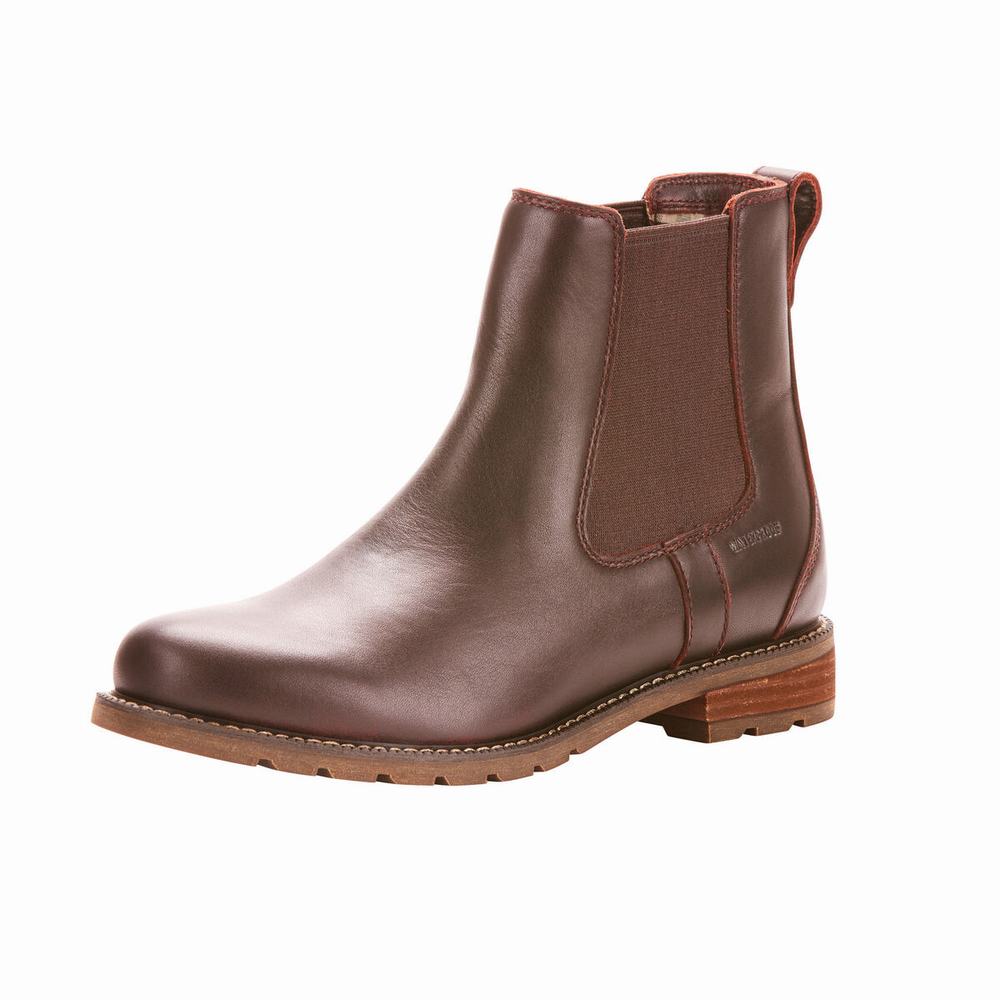 Dark Brown Women's Ariat Wexford Waterproof Dress Boots | 3194-DEISA