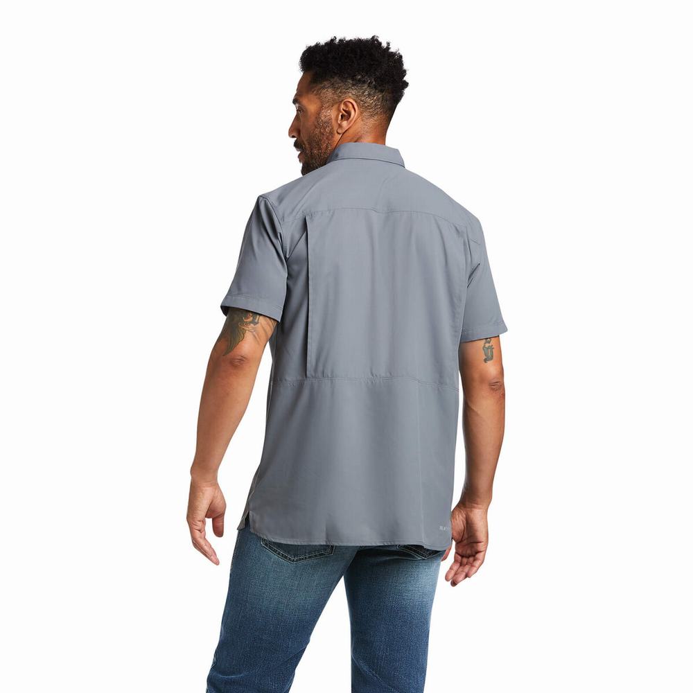 Dark Grey Men's Ariat VentTEK Outbound Fitted Shirts | 6132-RUZCS