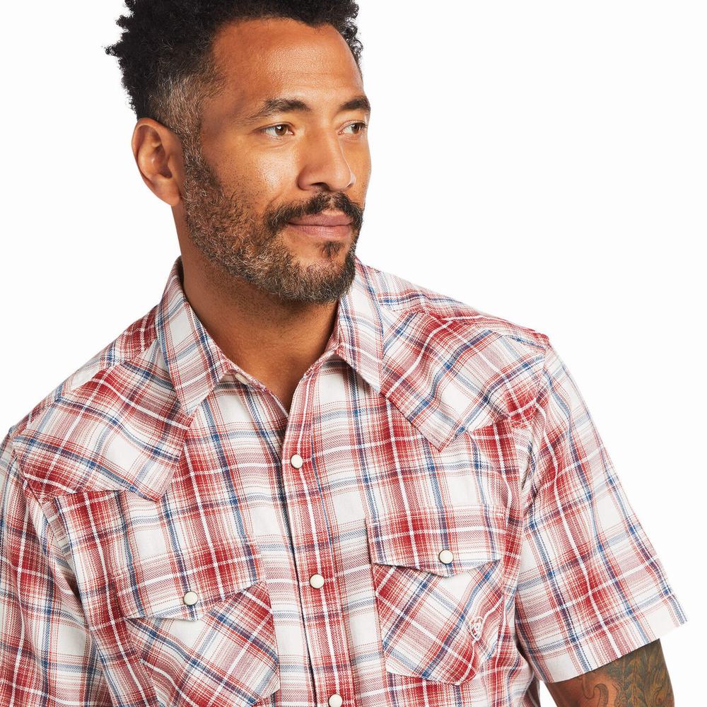 Dark Red Men's Ariat Hennessey Retro Fit Shirts | 5386-CQDFV