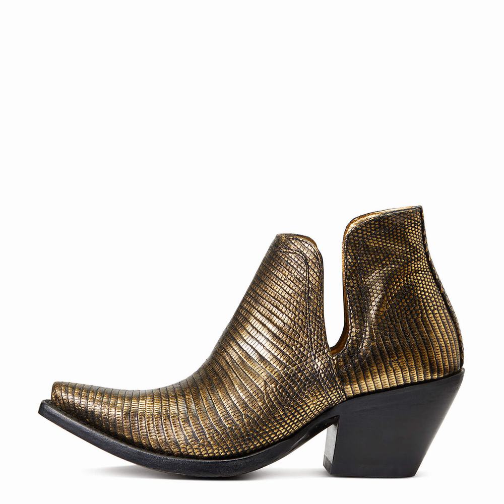 Gold Women's Ariat Dixon Lizard Booties | 1578-FORWE