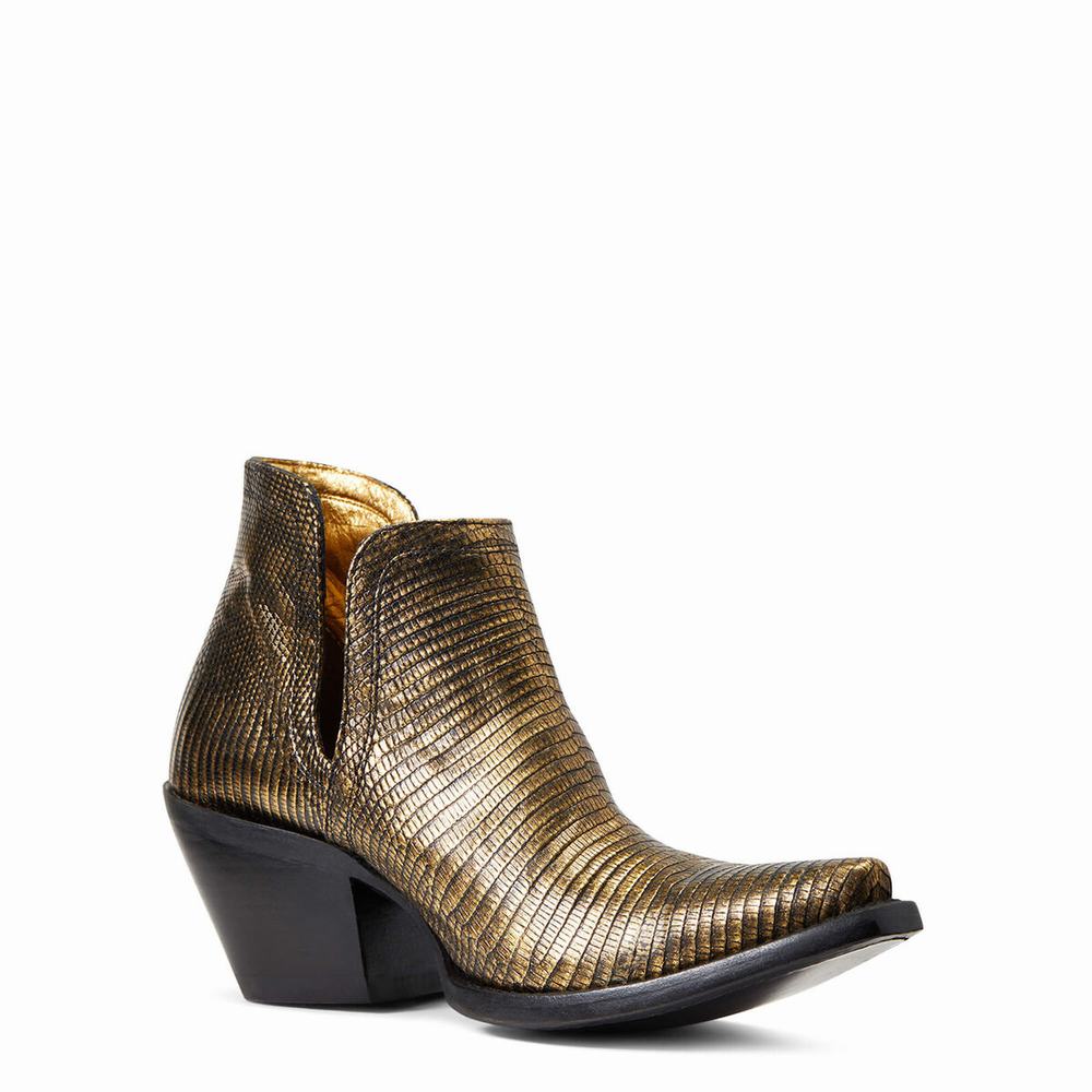 Gold Women's Ariat Dixon Lizard Booties | 1578-FORWE