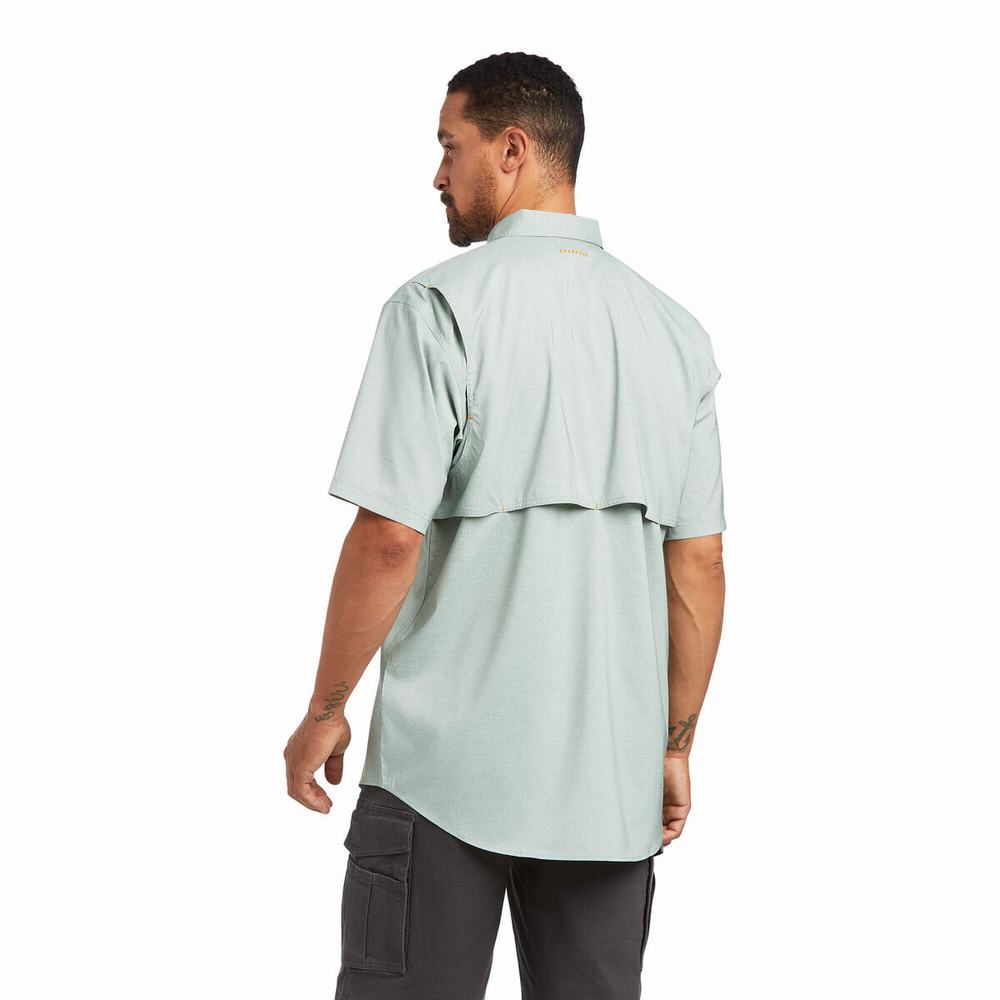 Green Men's Ariat Rebar Made Tough VentTEK DuraStretch Short Sleeve | 4786-DVXQU