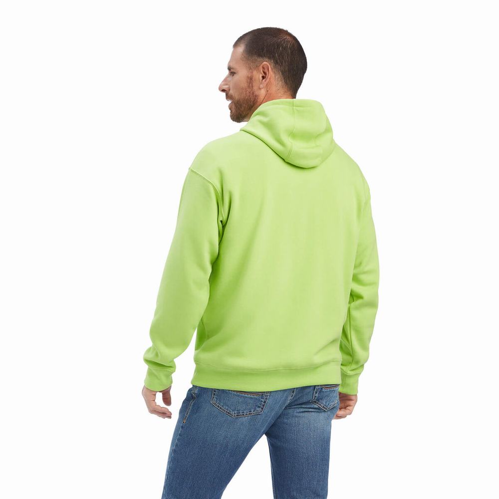 Green Men's Ariat Southwest Hoodies | 0493-BZJIF