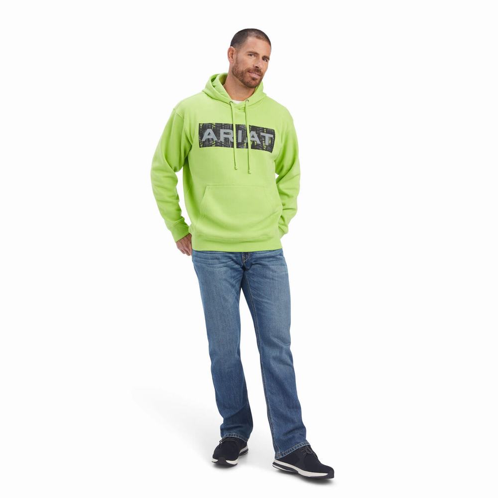 Green Men's Ariat Southwest Hoodies | 0493-BZJIF