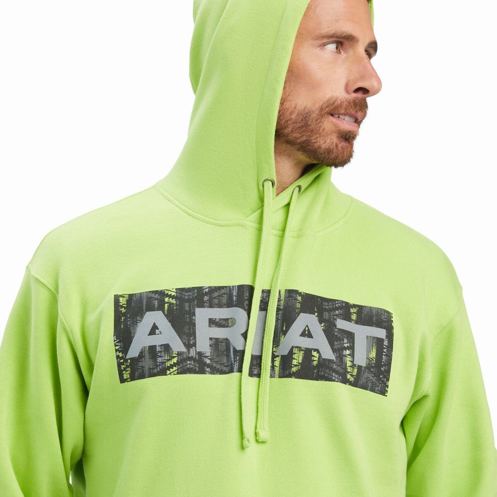 Green Men's Ariat Southwest Hoodies | 0493-BZJIF