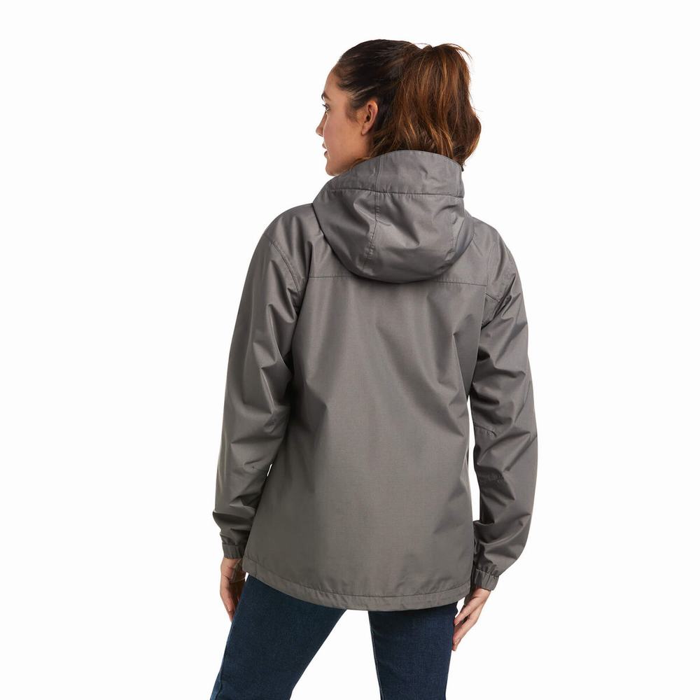 Grey Black Women's Ariat Rebar Stormshell Logo Waterproof Jackets | 2018-NFGVT