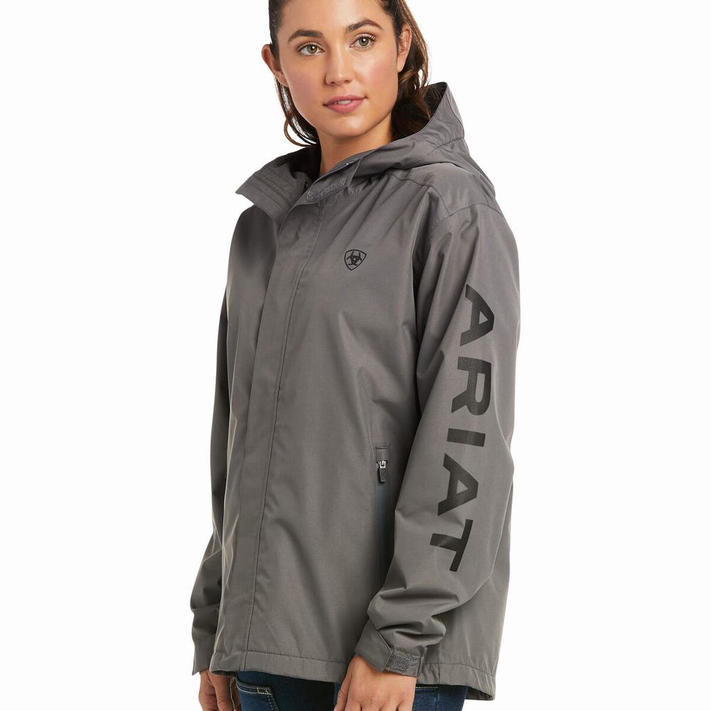 Grey Black Women's Ariat Rebar Stormshell Logo Waterproof Jackets | 2018-NFGVT