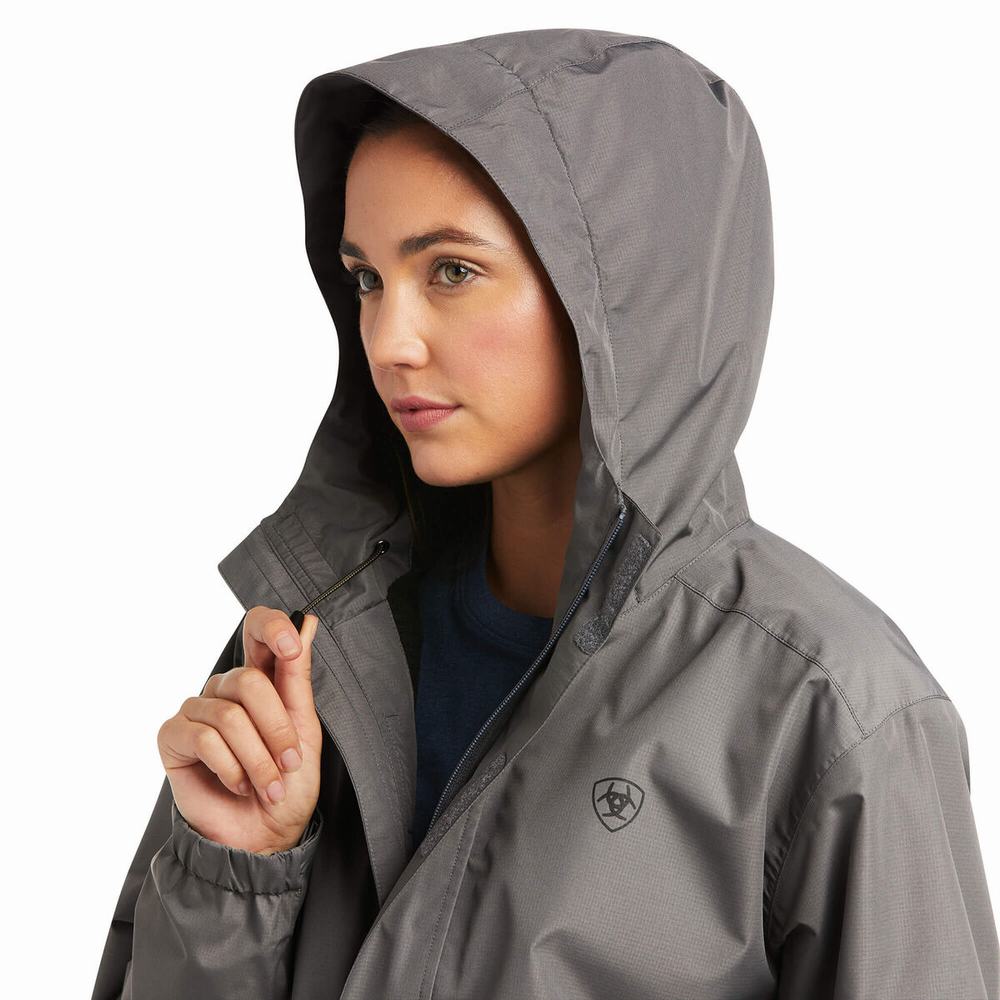 Grey Black Women's Ariat Rebar Stormshell Logo Waterproof Jackets | 2018-NFGVT