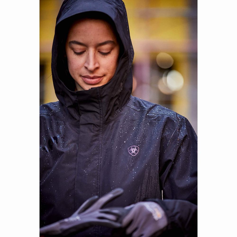 Grey Black Women's Ariat Rebar Stormshell Logo Waterproof Jackets | 2018-NFGVT