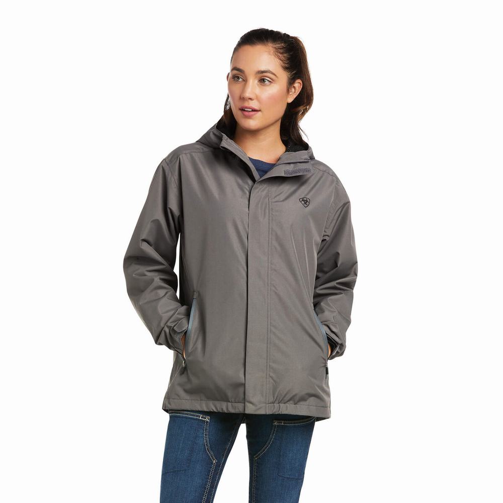 Grey Black Women\'s Ariat Rebar Stormshell Logo Waterproof Jackets | 2018-NFGVT