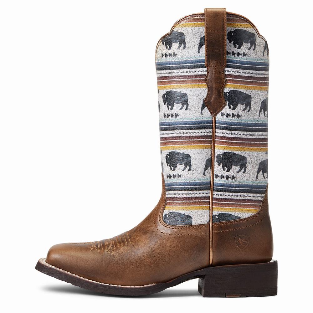 Grey Brown Women's Ariat Circuit Savanna Western Boots | 3107-MGBZA