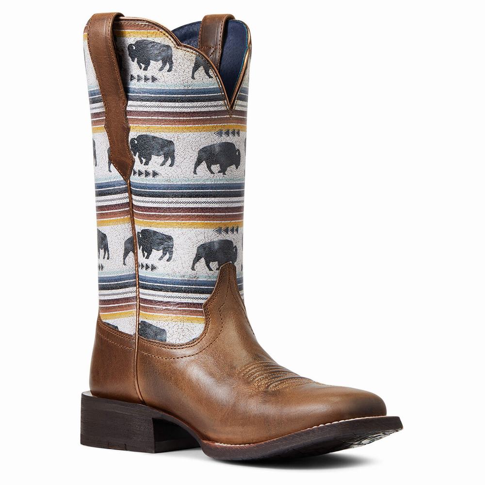 Grey Brown Women's Ariat Circuit Savanna Western Boots | 3107-MGBZA