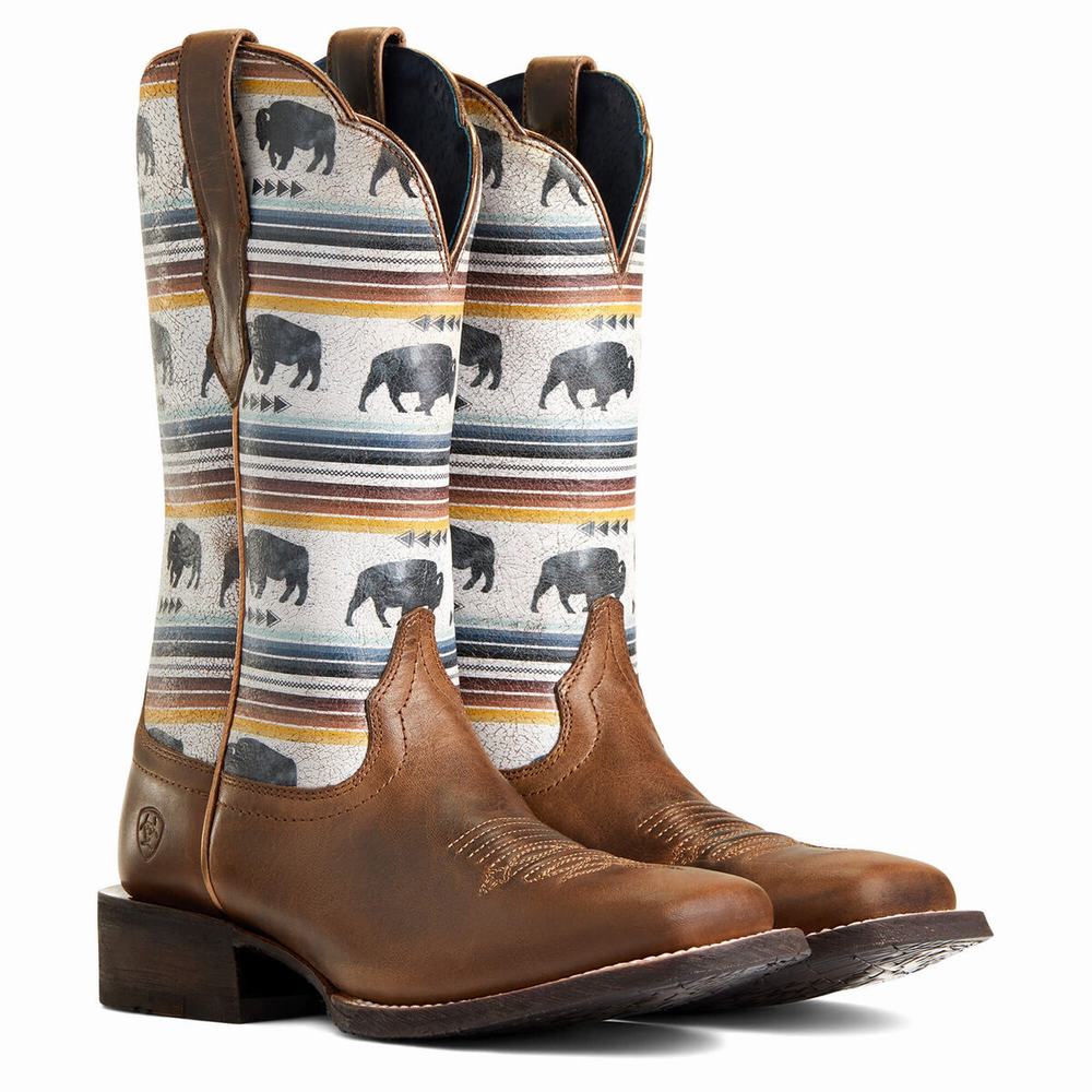 Grey Brown Women's Ariat Circuit Savanna Western Boots | 3107-MGBZA