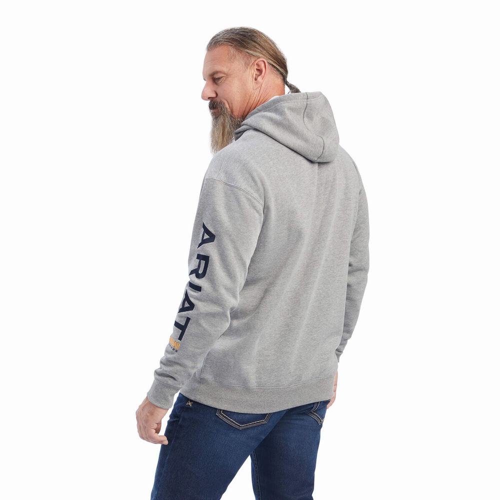 Grey Deep Men's Ariat Rebar Graphic Hoodies | 1980-ZMAYU