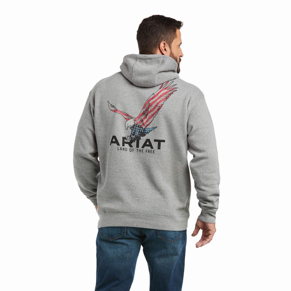 Grey Men's Ariat Basic Hoodies | 8296-CFTNJ