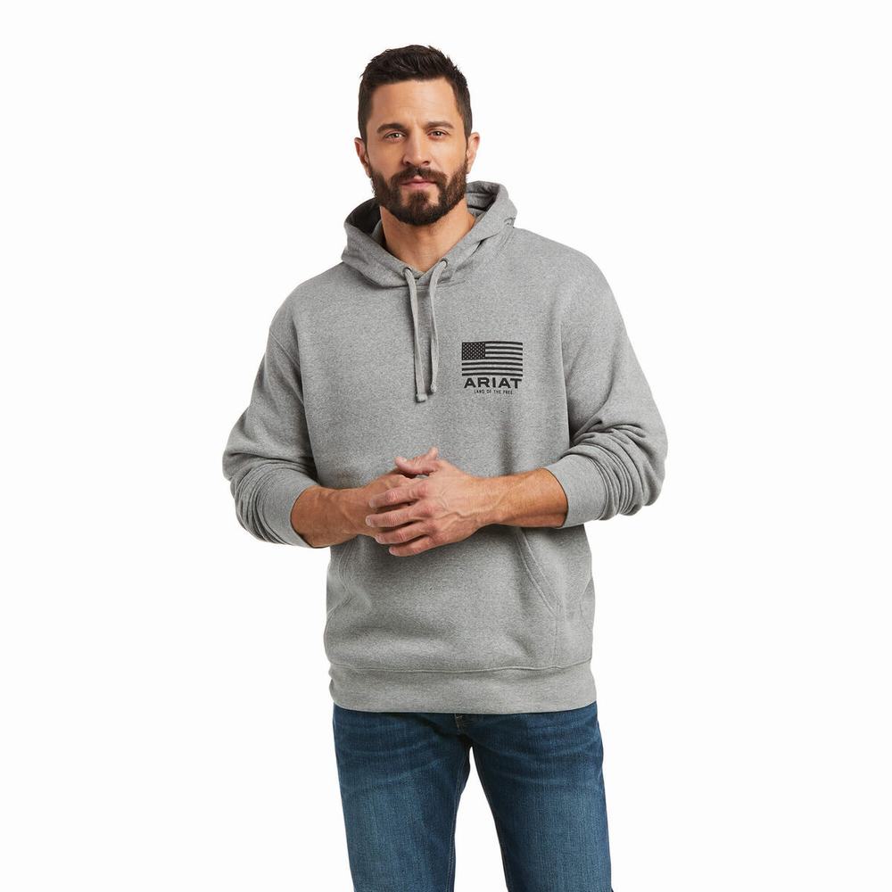 Grey Men\'s Ariat Basic Hoodies | 8296-CFTNJ