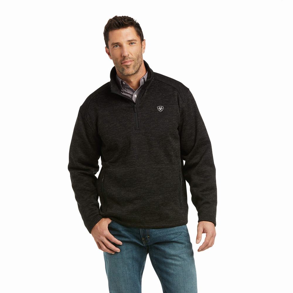 Grey Men\'s Ariat Caldwell 1/4 Zip Hoodies | 7402-UXFEM