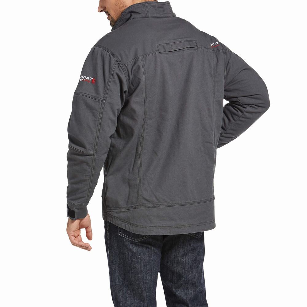 Grey Men's Ariat FR DuraLight Stretch Canvas Field Jackets | 1379-WHOLD