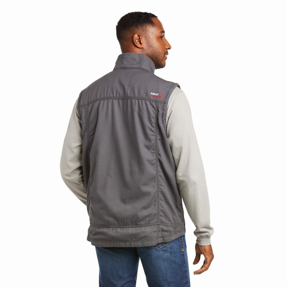 Grey Men's Ariat FR DuraLight Stretch Canvas Jackets | 2105-MJXYL