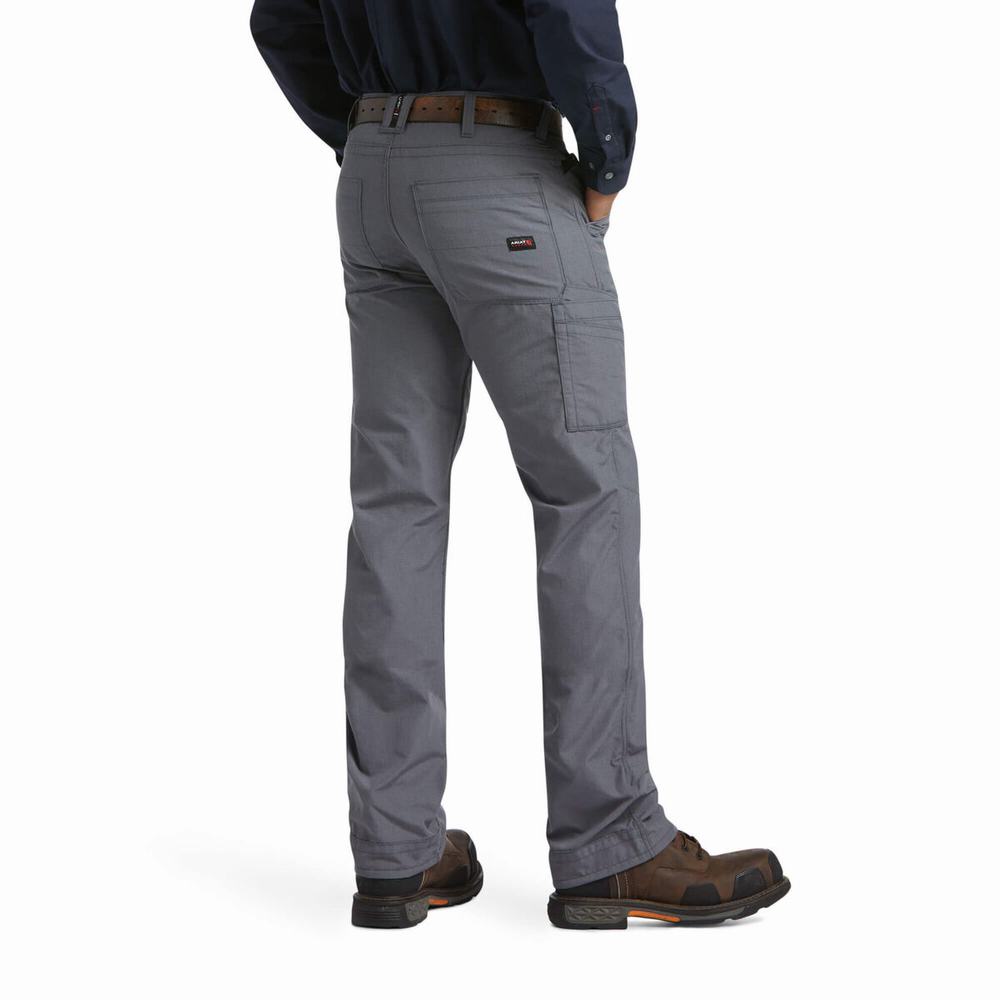 Grey Men's Ariat FR M5 DuraLight Ripstop Pants | 6014-WKFMN