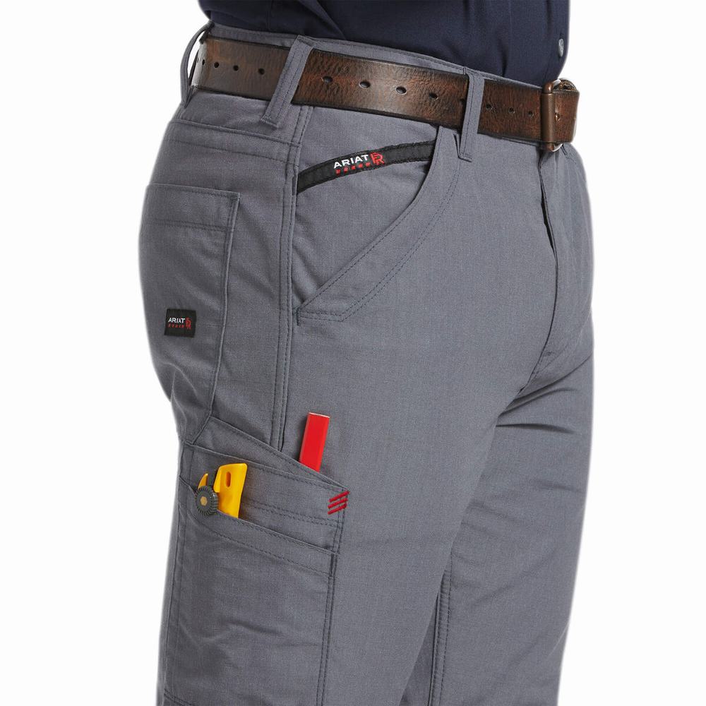 Grey Men's Ariat FR M5 DuraLight Ripstop Pants | 6014-WKFMN